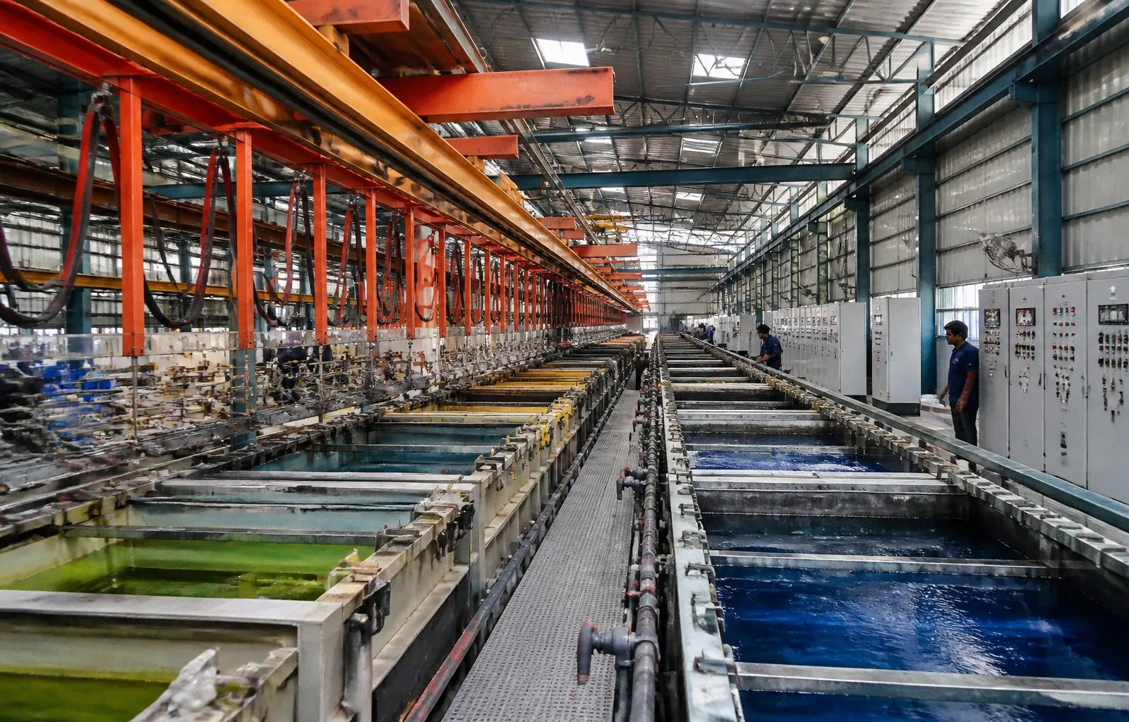 OMS Engineering Works electroplating plant with stainless steel process tanks